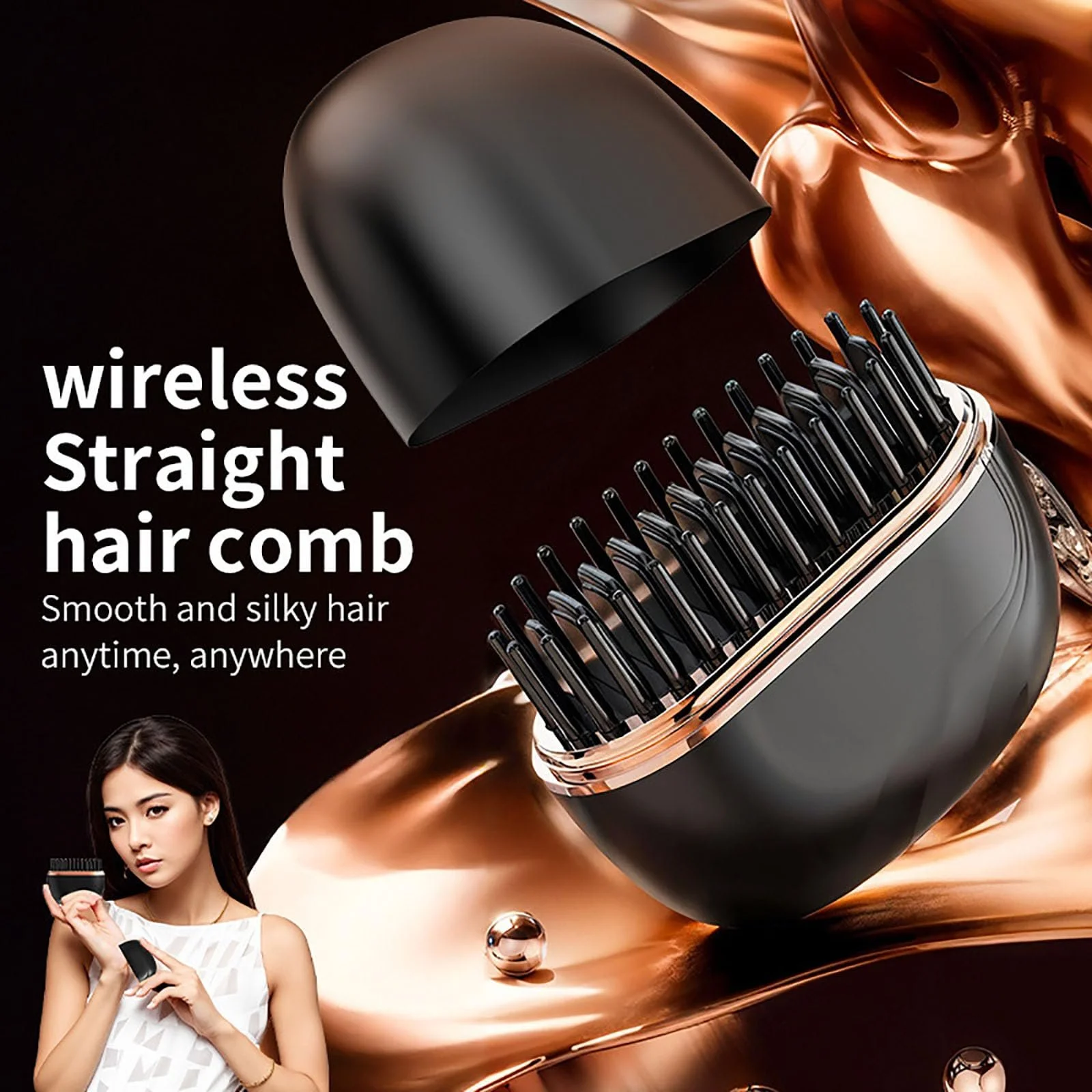 Міні-випрямляч бездротовий Mini Hair Straightener Brush Акумуляторний 3 рівні температури, фото №4