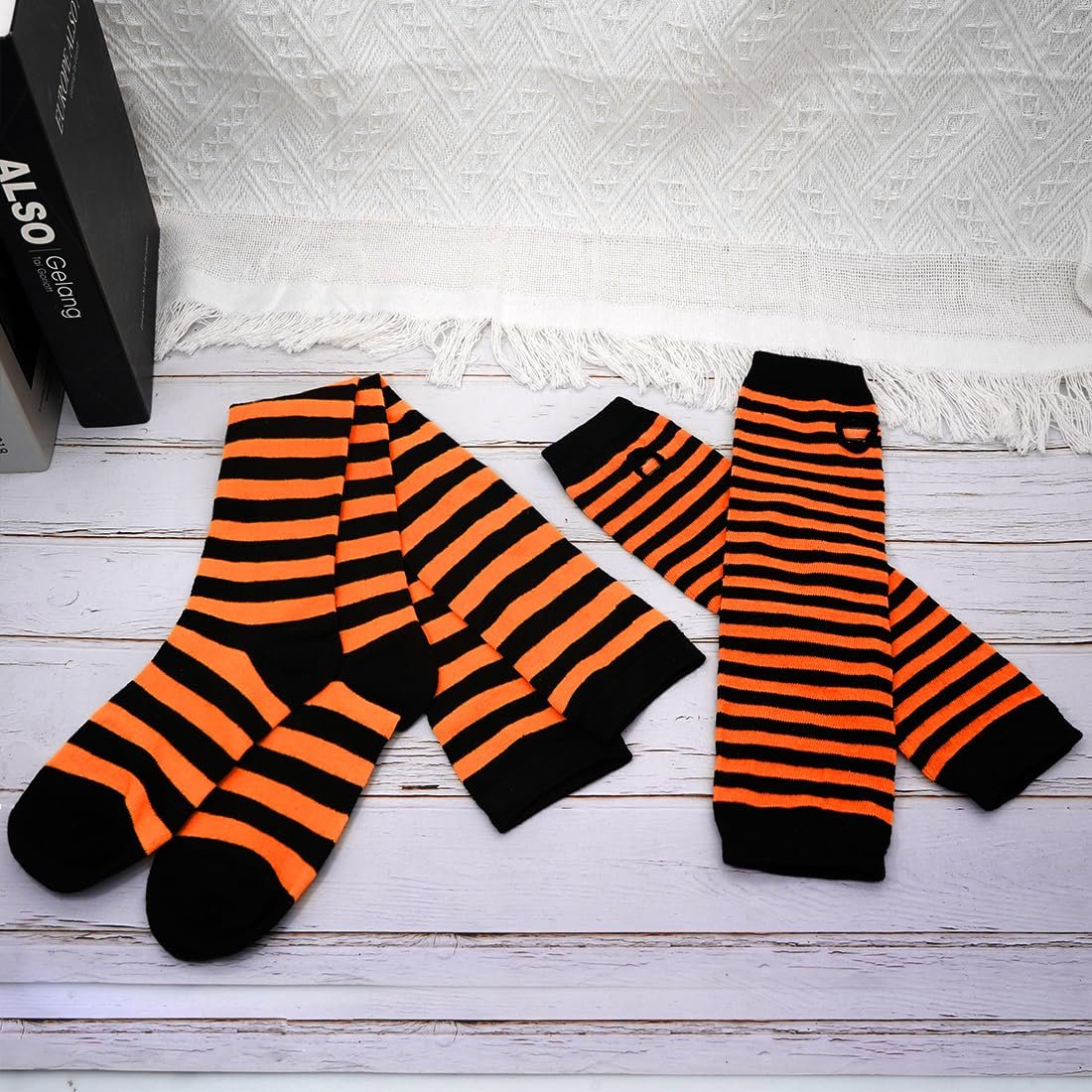 Женские гольфы, нарукавники, набор перчаток без пальцев, длинные вязаные перчатки, набор носков, фото №6