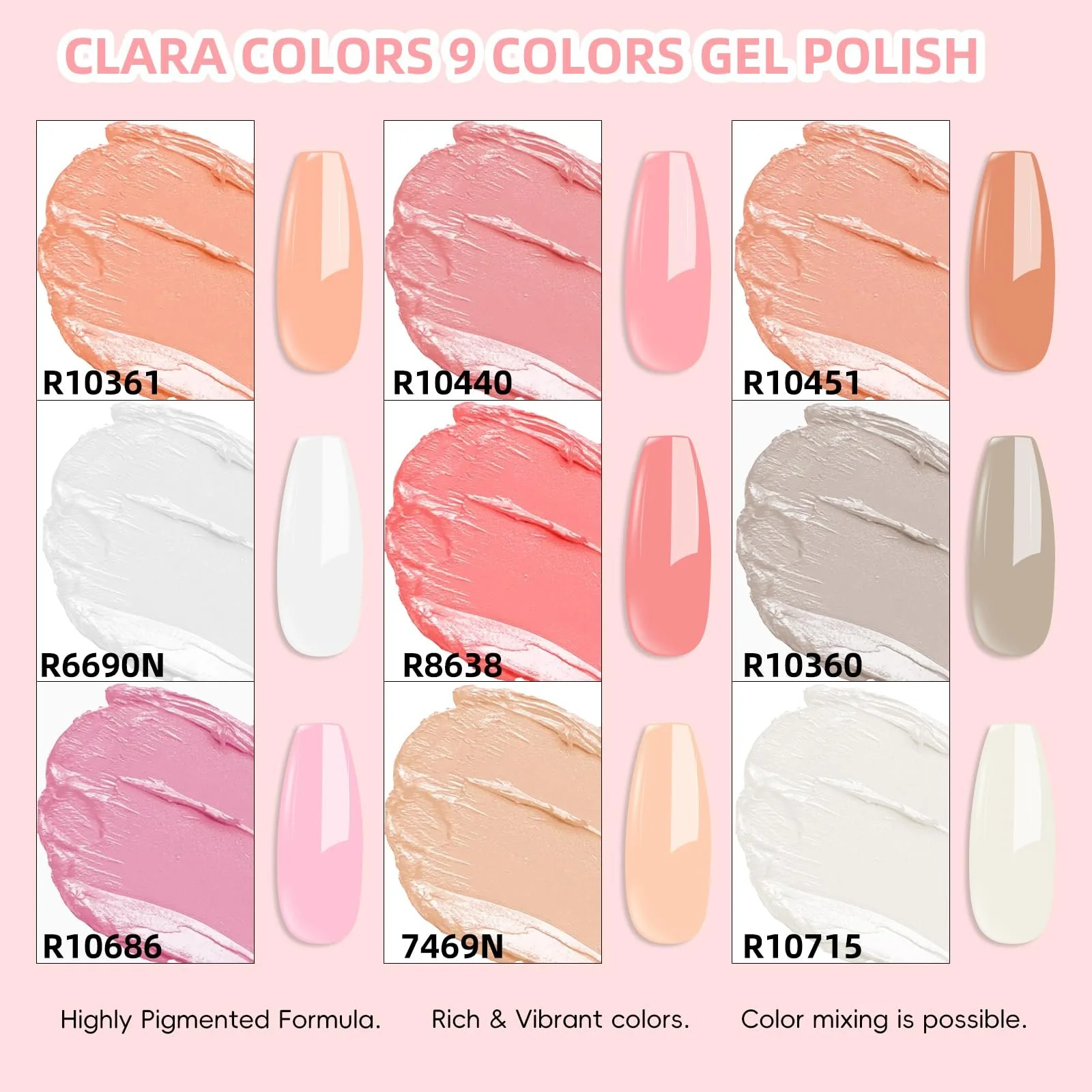 Гель-лак Clara Colors Gradient Set, 9 кольорів Nude Pink White Ombre, фото №2
