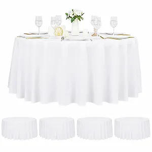 Набір скатертей Pack of 4 Круглі 305 см Поліестерові Білі - Фото 1