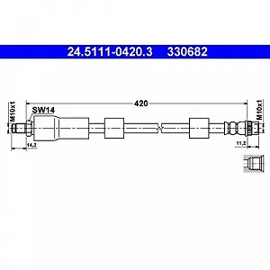Тормозной шланг ATE 24.5111-0420.3 для CITROËN PEUGEOT, передний мост - Фото 1