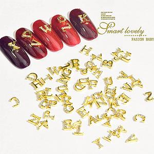 Металеві 3D Прикраси для нігтів Золоті літери A-Z synthetic.ua - Фото 1
