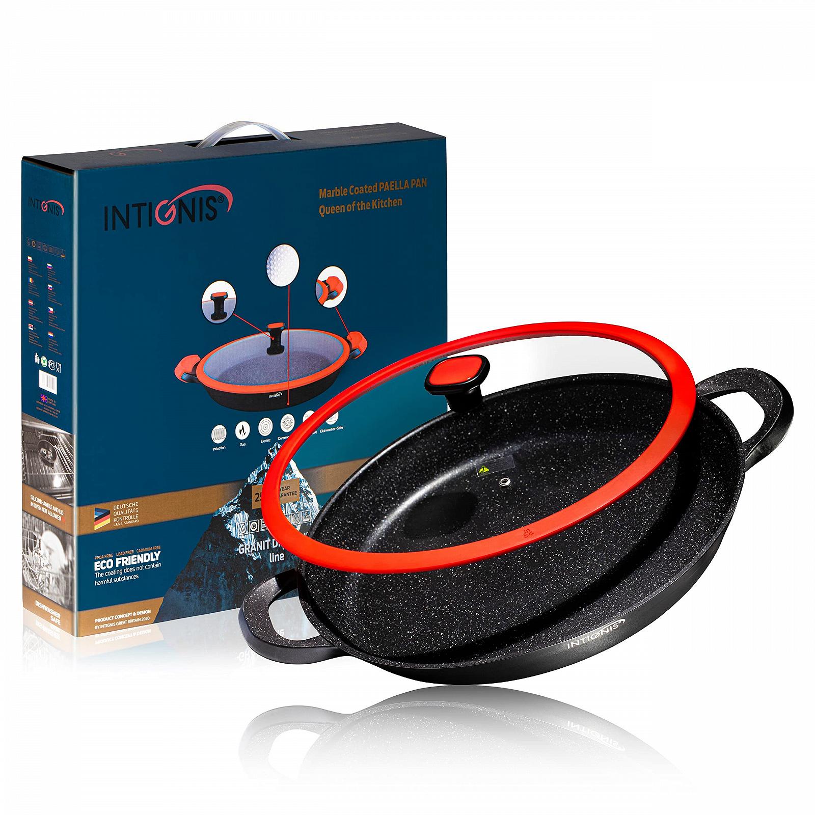 Пательня для паельї INTIGNIS Non Stick Heavy Duty Induction 36 см з кришкою, фото №7