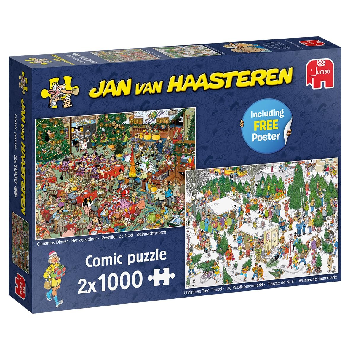 Пазл Jumbo Jan van Haasteren Weihnachtsessen + Weihnachtsbaummarkt 2 in 1 2x1000 елементів, фото №1