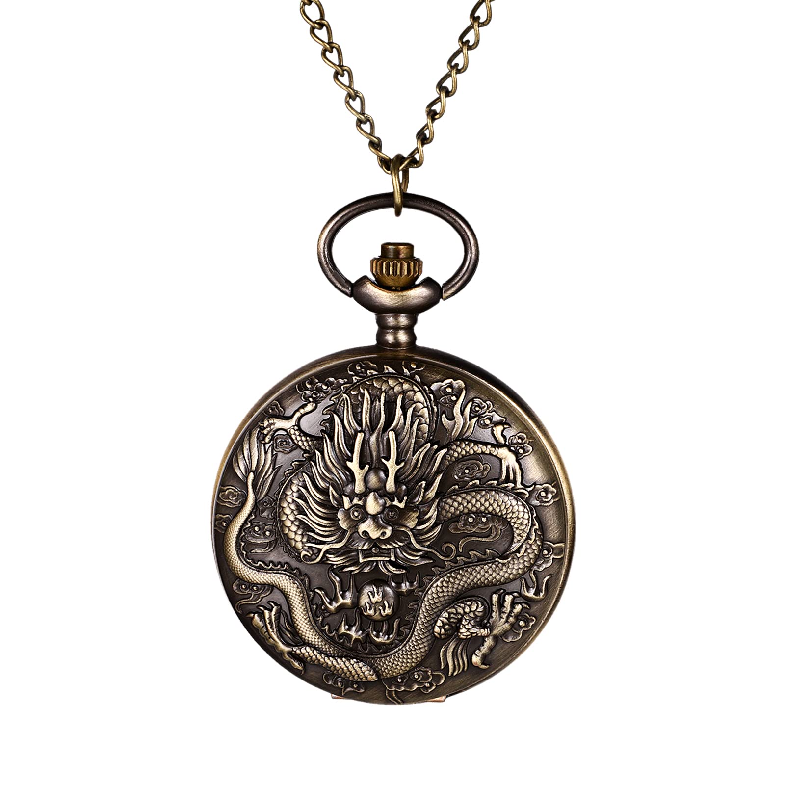 Дополнительные карманные часы Avaner Chain Dragon Elk Flowers Аналоговые кварцевые с арабскими цифрами для женщин и мужчин, фото №1