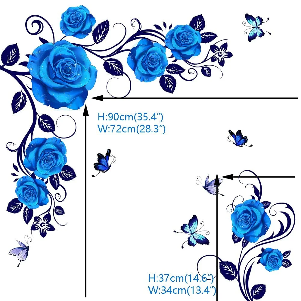 Наклейки на стіну Runtoo Квіти півонії Блакитні, фото №4