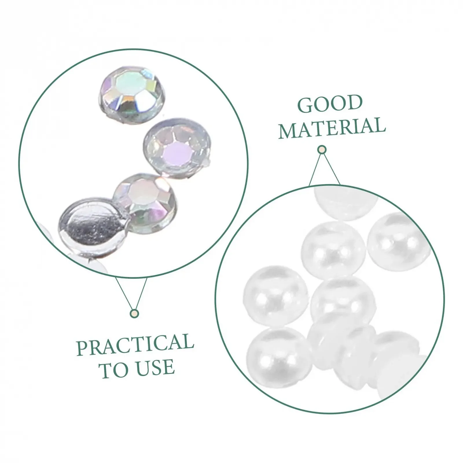 Стрази та перлини для нігтів, 2 коробки, плоскі напівперлини, фото №4