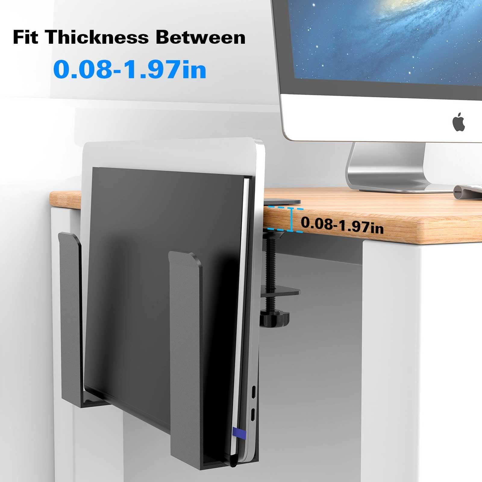 Держатель для ноутбука Yolispa регулируемый, для крепления сбоку стола, вертикальная подставка, органайзер для дома и офиса, фото №4