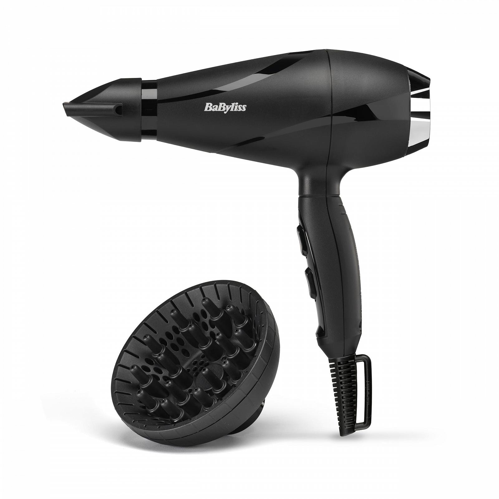Фен BaByliss Shine Pro 2200, 2200 Вт, ионная технология, эффект антифриз, с диффузором и насадкой, черный, 6713DE, фото №1