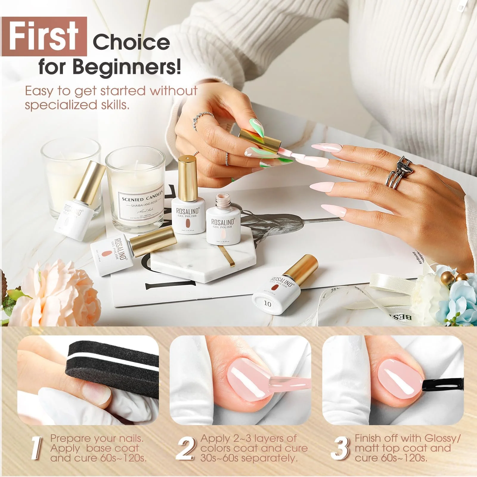 Гель-лак ROSALIND Набір 10 кольорів, фото №7