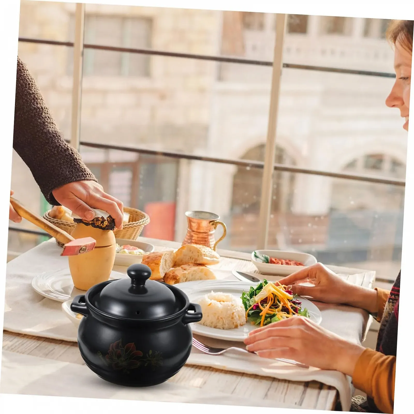 Керамическая кастрюля Toyvian Stoneware Pot для супа черная, фото №7