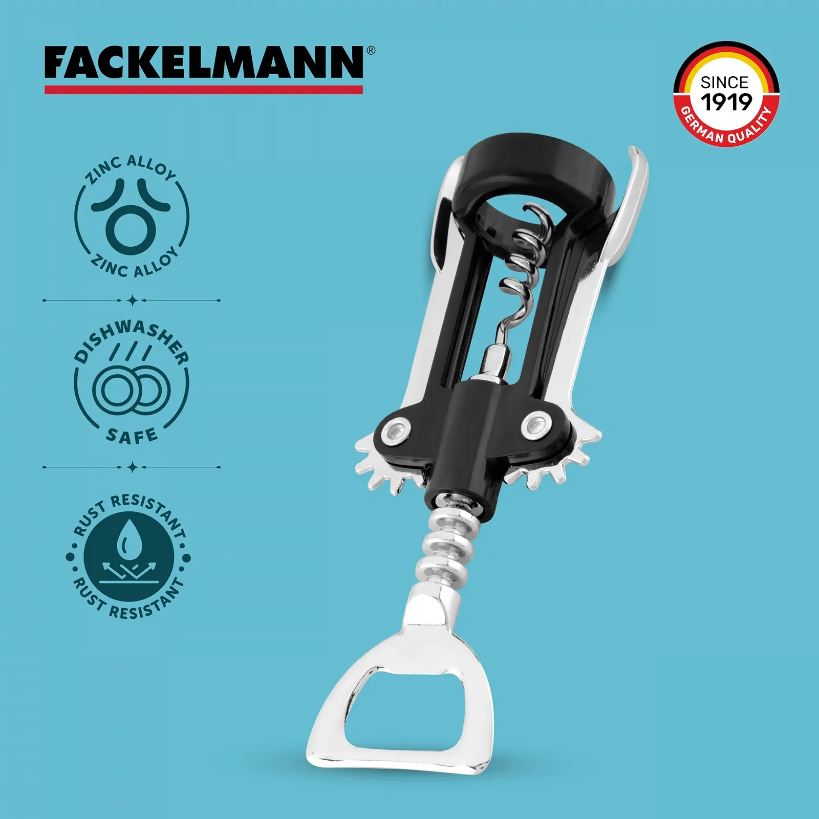 Важільний штопор Fackelmann, металевий, фото №4 Важільний штопор Fackelmann, металевий, фото №4