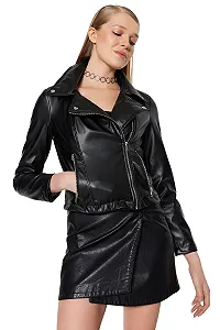 Куртка TRENDYOL Байкерская Приталенная Однотонная Зимняя synthetic.ua - Фото 1