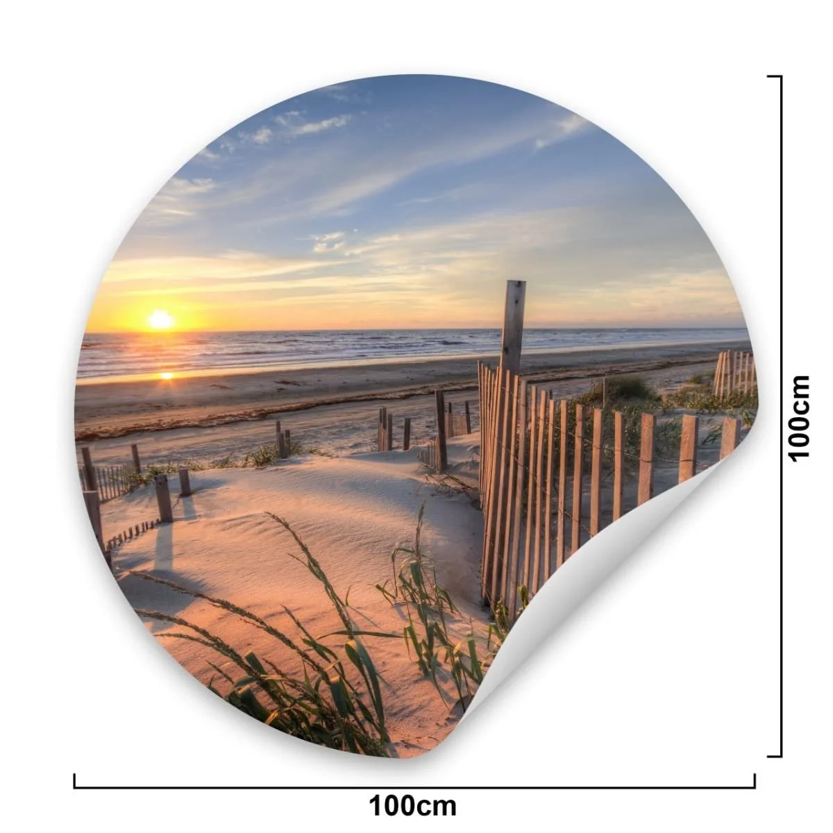Кругла наклейка на стіну Muralo Пляж Море Захід сонця 3D 100 x 100 см пейзаж для вітальні та офісу, фото №2 Кругла наклейка на стіну Muralo Пляж Море Захід сонця 3D 100 x 100 см пейзаж для вітальні та офісу, фото №2