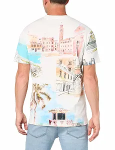 Футболка GUESS Eco Riviera Postcard Tee, білий 'сіль', різнокольоровий, L synthetic.ua - Фото 1