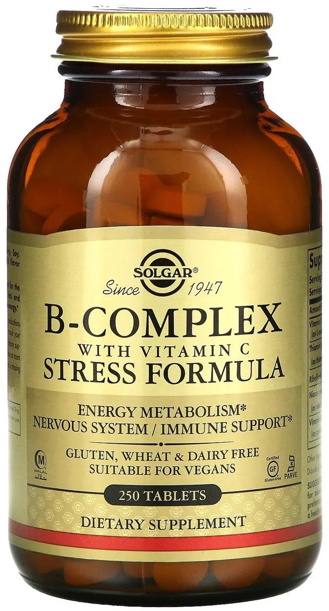 Solgar B-Complex with Vitamin C Stress Formula 250 Tab Комплекс витаминов В С стресс формула, фото №1 Solgar B-Complex with Vitamin C Stress Formula 250 Tab Комплекс витаминов В С стресс формула, фото №1