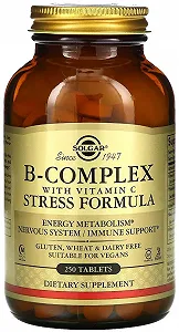 Solgar B-Complex with Vitamin C Stress Formula 250 Tab Комплекс витаминов В С стресс формула Solgar B-Complex with Vitamin C Stress Formula 250 Tab Комплекс витаминов В С стресс формула