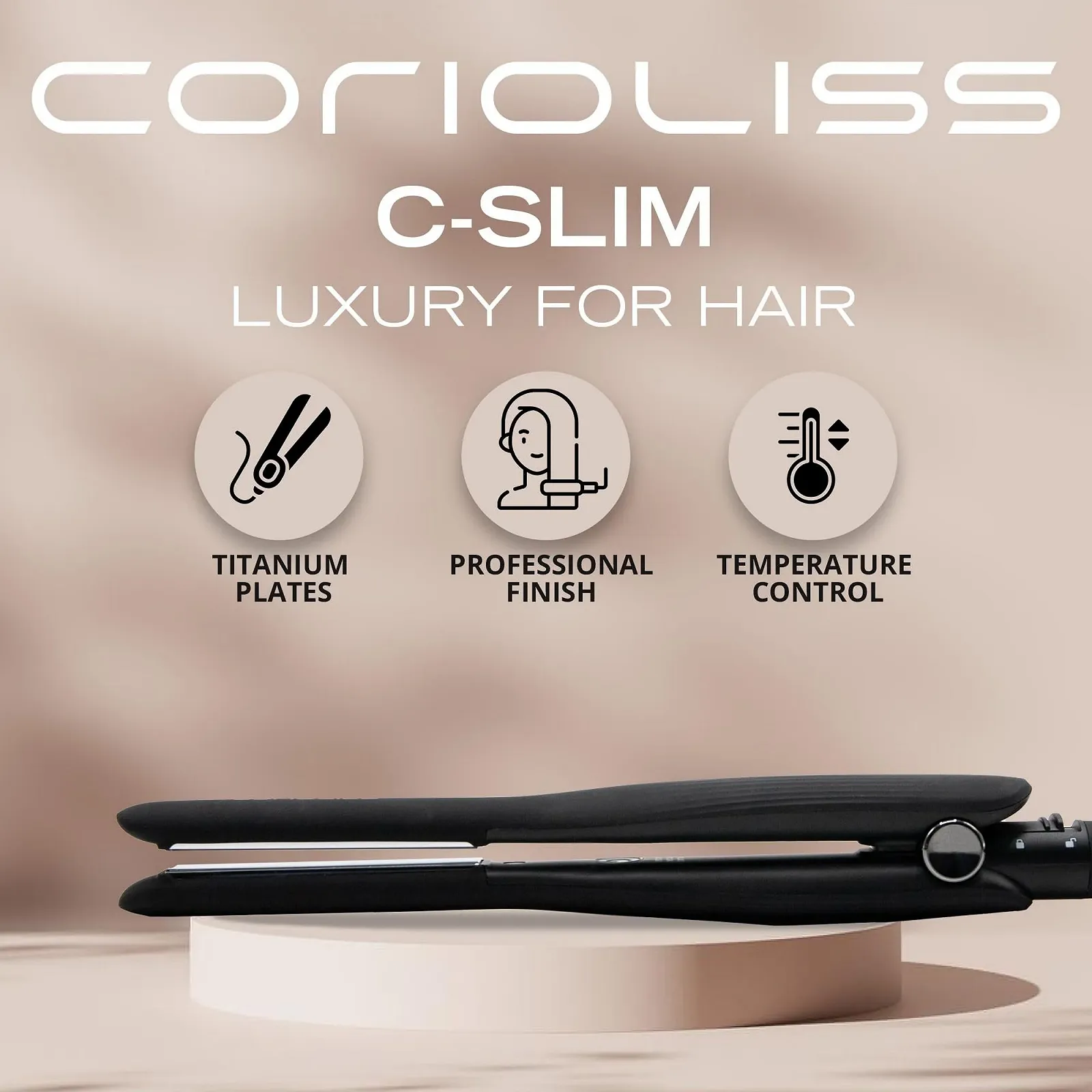 Выпрямитель волос Corioliss Mini C-Slim титановые пластины ионизация черный, фото №2 Выпрямитель волос Corioliss Mini C-Slim титановые пластины ионизация черный, фото №2