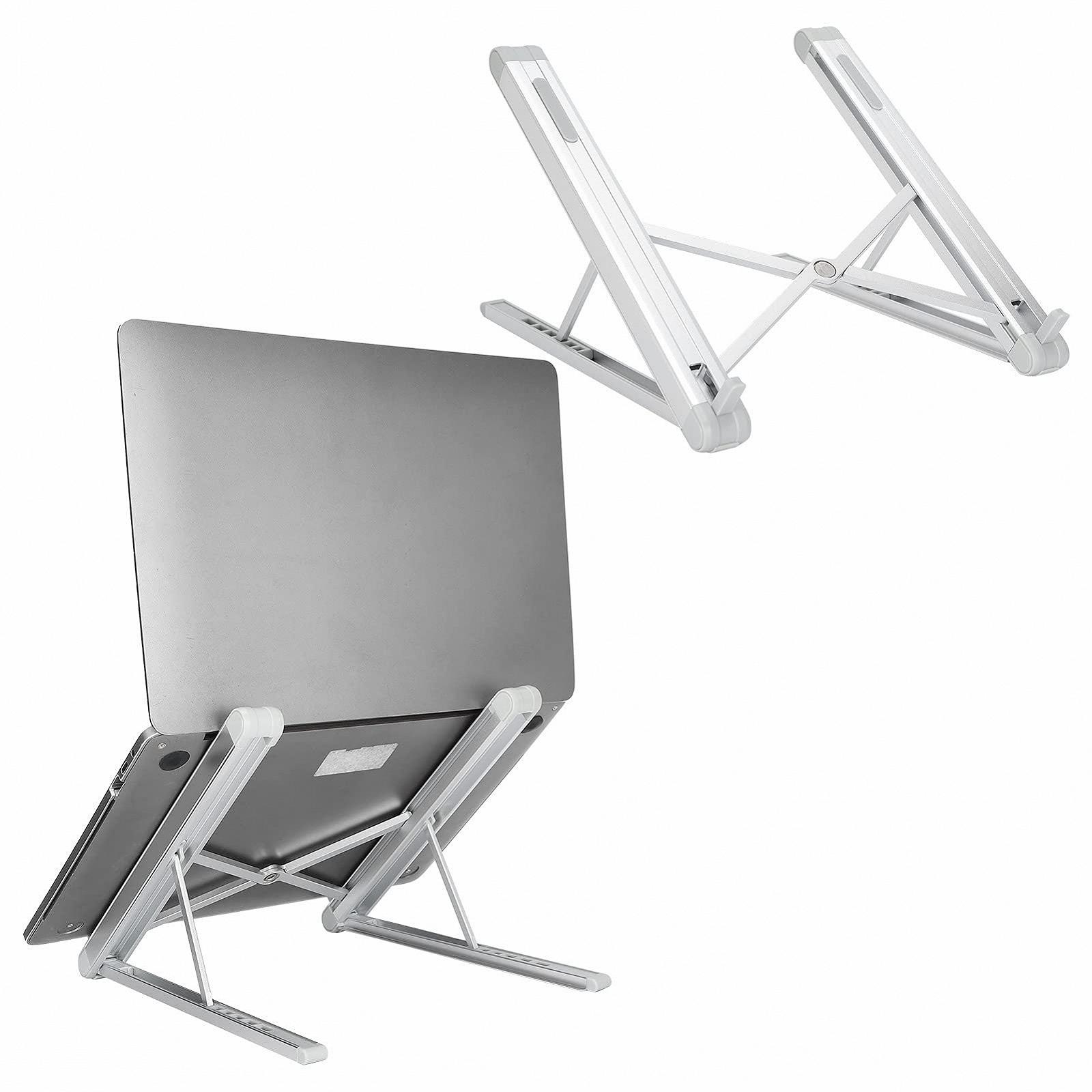 Підставка для планшета складана телескопічна портативна з регулюванням кута нахилу алюмінієвий сплав срібляста, фото №6