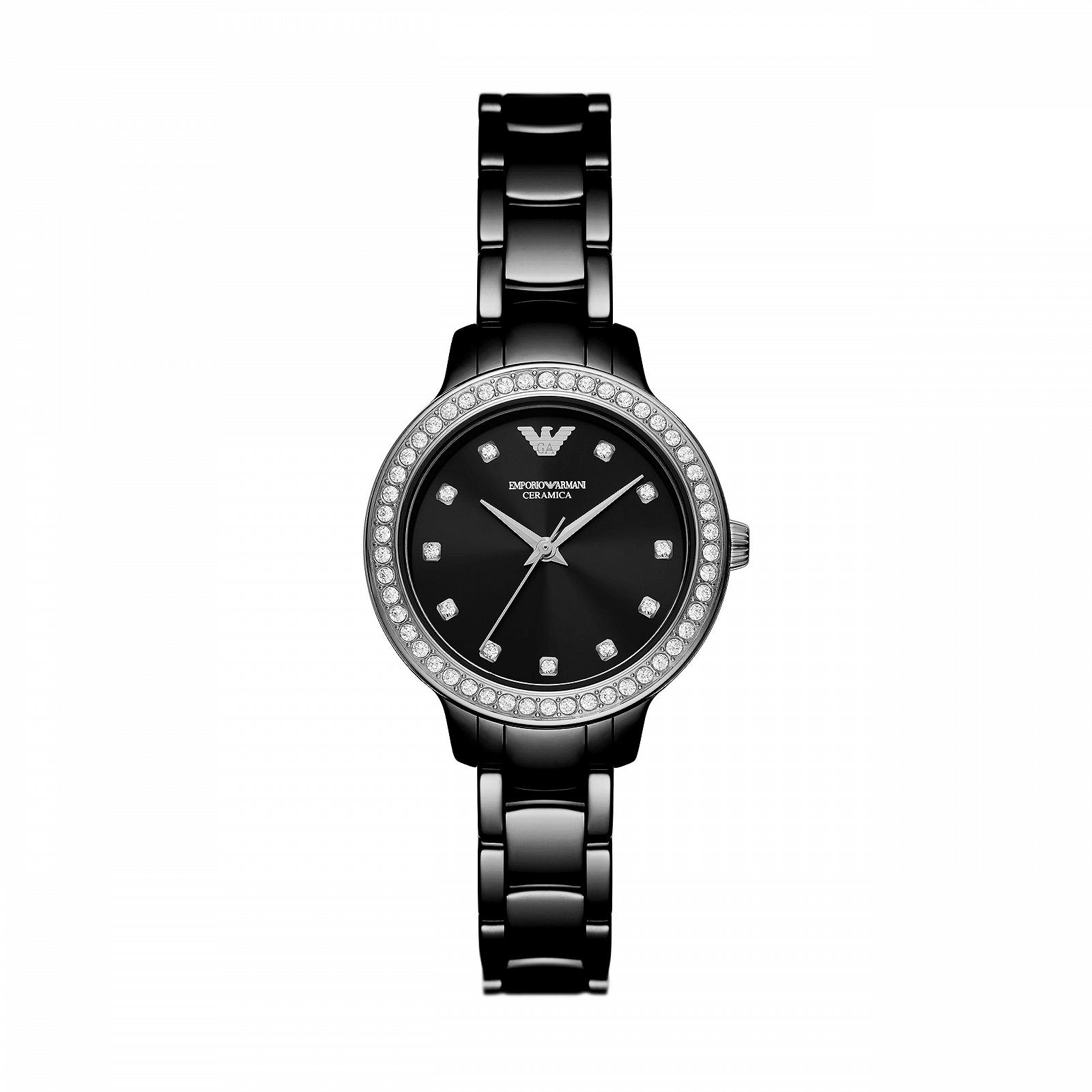 Женские кварцевые часы Emporio Armani AR70008, 3 стрелки, корпус 32 мм, керамический ремешок, черный, браслет, фото №1