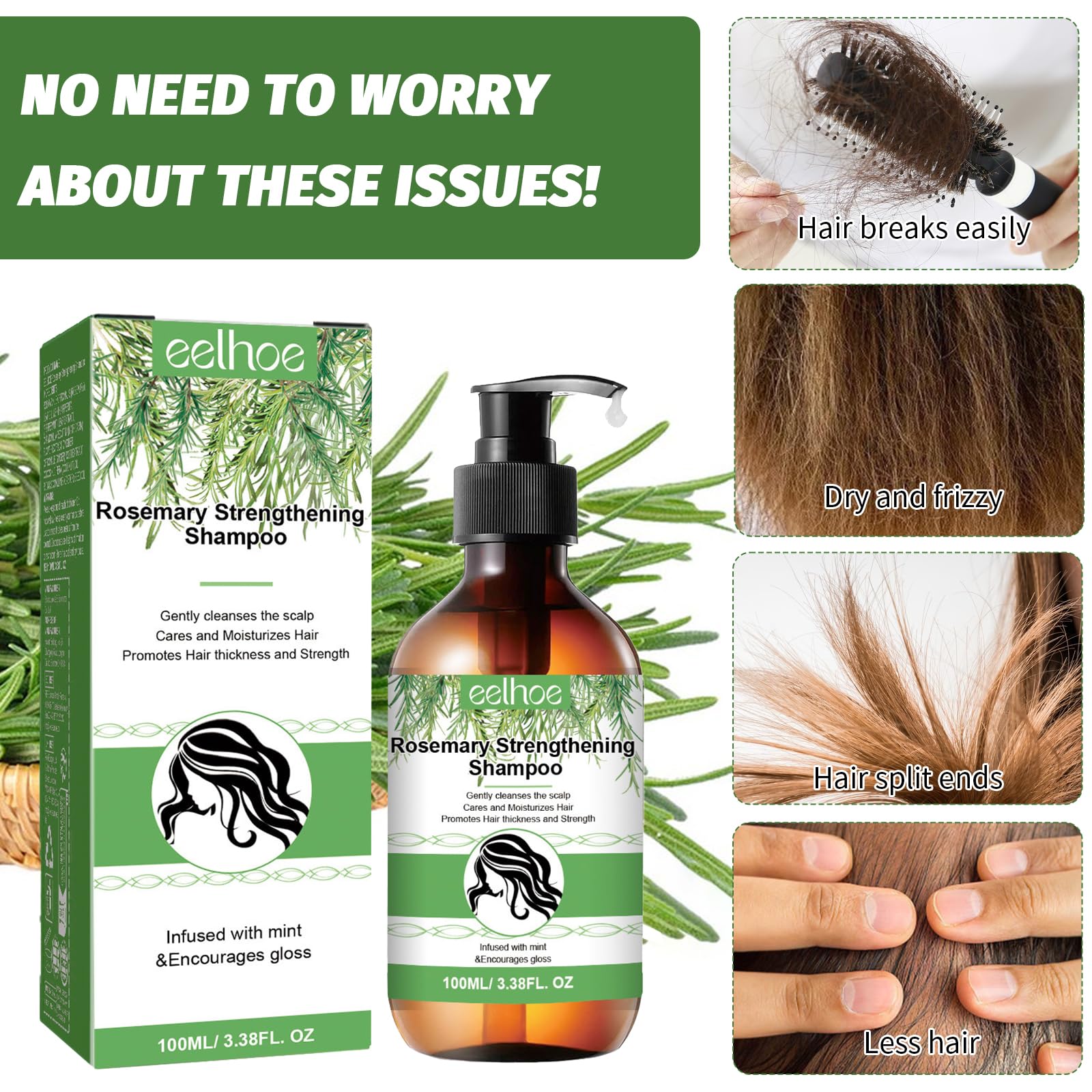 Шампунь Rosemary Hair Growth Oil Suitable for Care of the Scalp and Improving Hair Growth (100 мл), фото №2