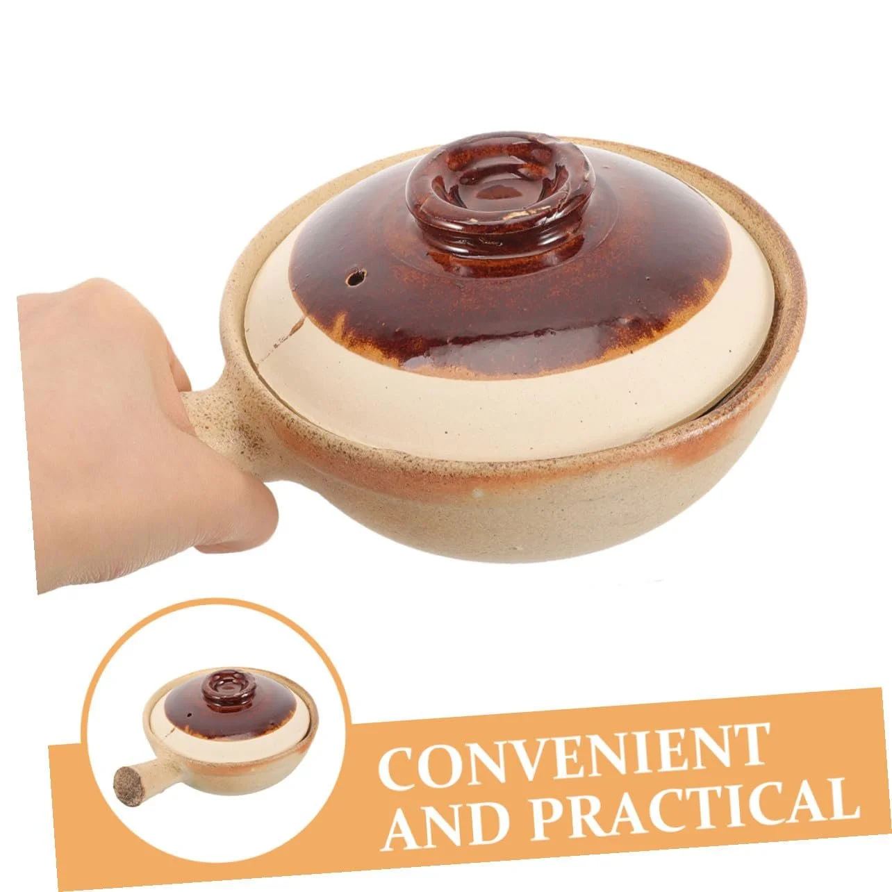 Кастрюля для тушения Керамическая С ручкой Термостойкая Традиционная Подходит для посудомоечной машины, фото №3