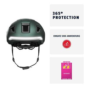 Шолом ABUS HYP-E з переднім ліхтарем, заднім ліхтарем та миготливим світлом - також підходить для їзди на велосипеді на E-Bike та S-Pedelec - для підлітків та дорослих synthetic.ua - Фото 1