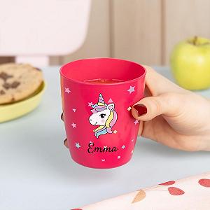 Пластиковая чашка Wanapix для детей Небьющаяся кружка Персонализированная для школы детского сада BPA Free 300 мл Единорог - Фото 1