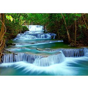 Фотообои Runa Art Waterfall Флизелиновые 352 x 250 см Зеленые/Голубые 9036011b - Фото 1