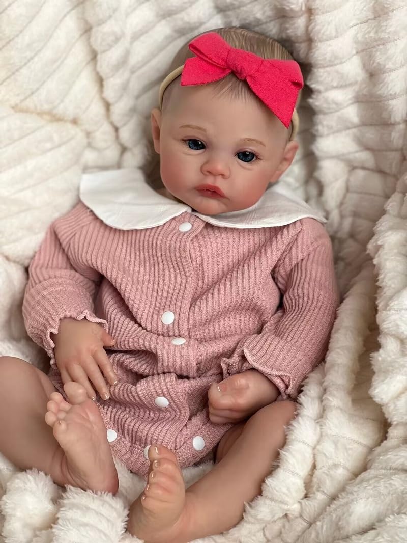 Лялька Scnbom Reborn Baby Dolls Silicone 20 дюймів 50 см дівчинка як справжня малеча (рожевий), фото №5