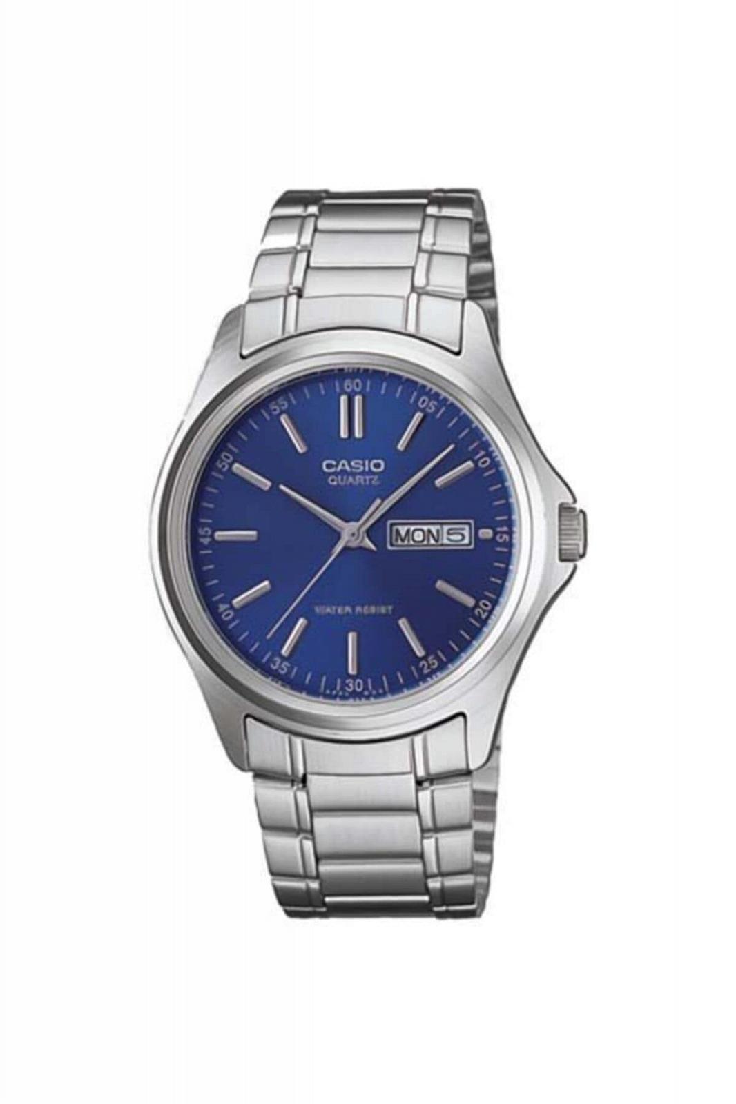 Годинник Casio mtp-1239d-2 a Японський кварцевий рух Сріблястий/Синій 30 мм, фото №1