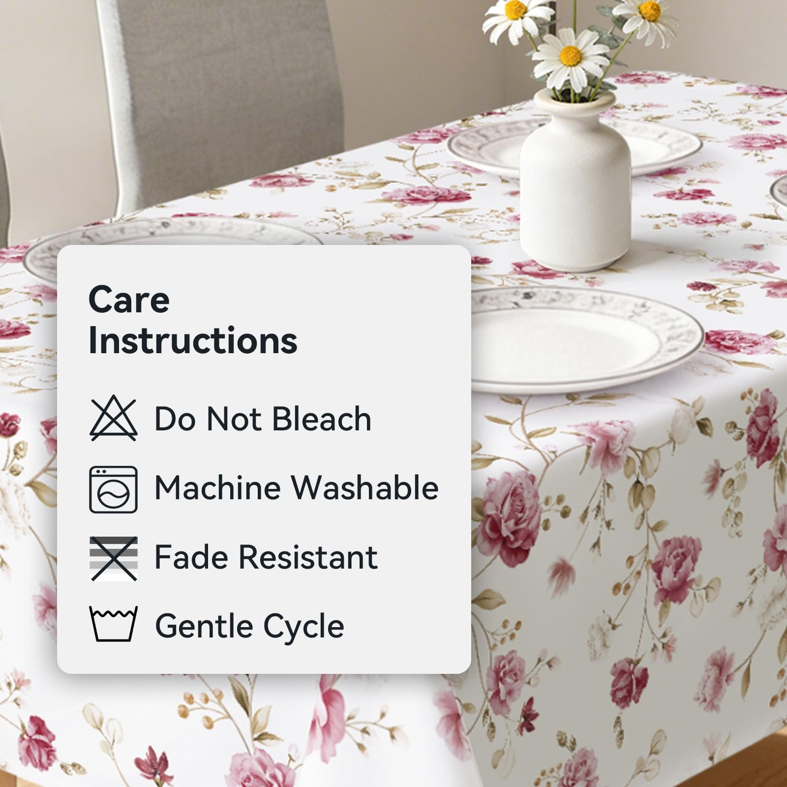Скатертина Hometrixx Floral Vintage Поліестер Олієстійка Рожеві Квіти 140 x 100 см, фото №6
