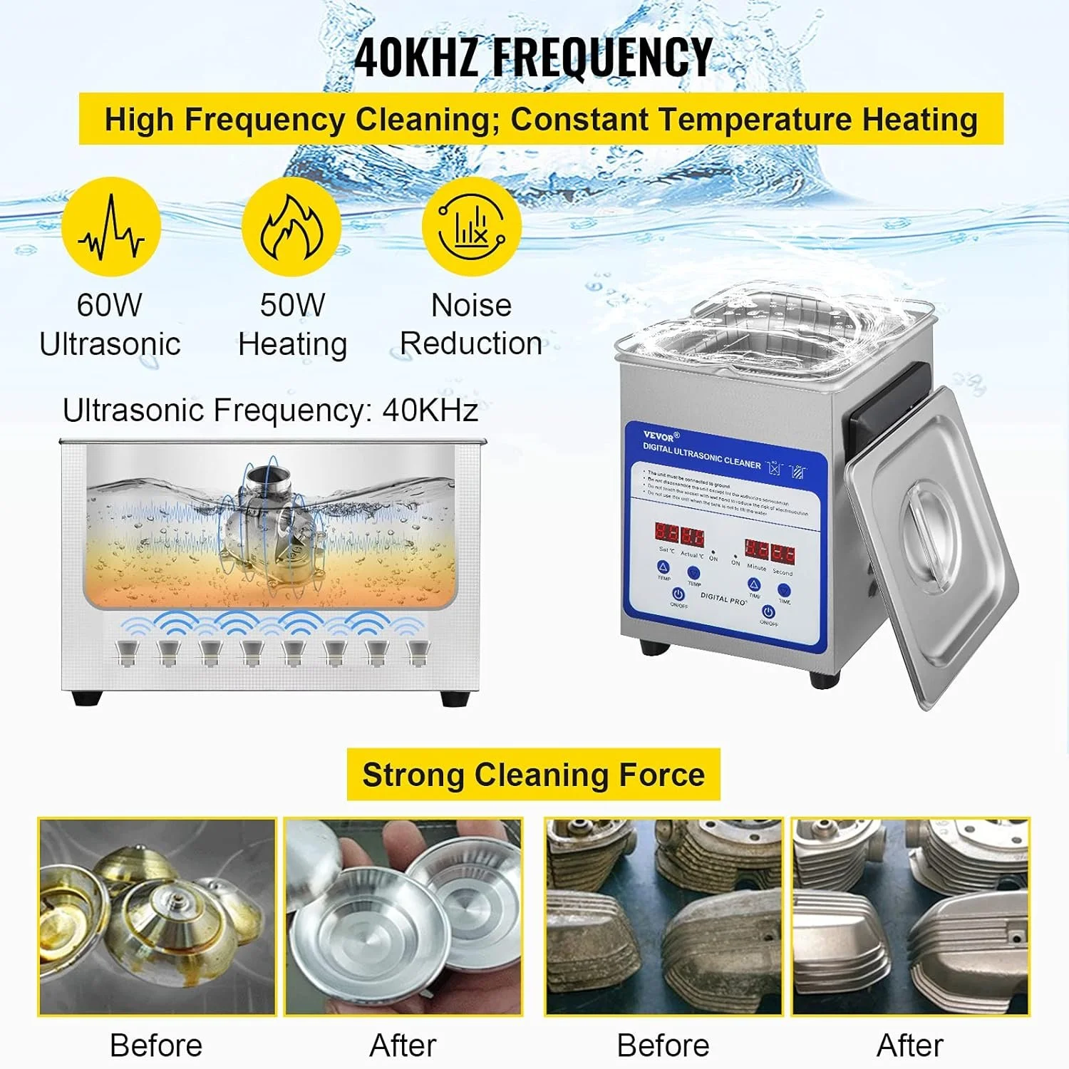 Ультразвуковой очиститель Vevor Ultrasonic Cleaner TH-10ALS Silver, фото №4 Ультразвуковой очиститель Vevor Ultrasonic Cleaner TH-10ALS Silver, фото №4
