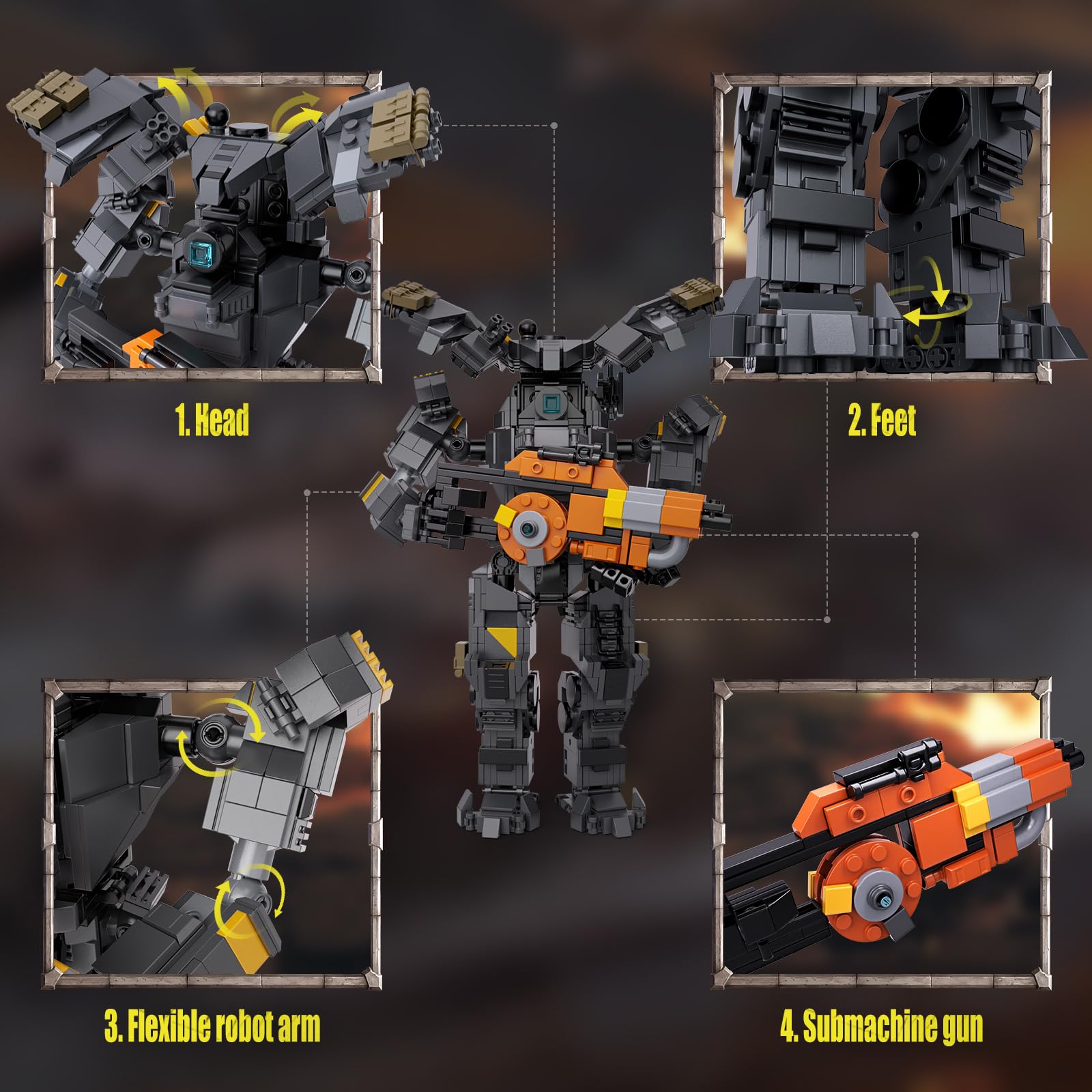 Набор Millionspring Titan Mecha Robot Building Blocks Set 875 деталей, фото №3