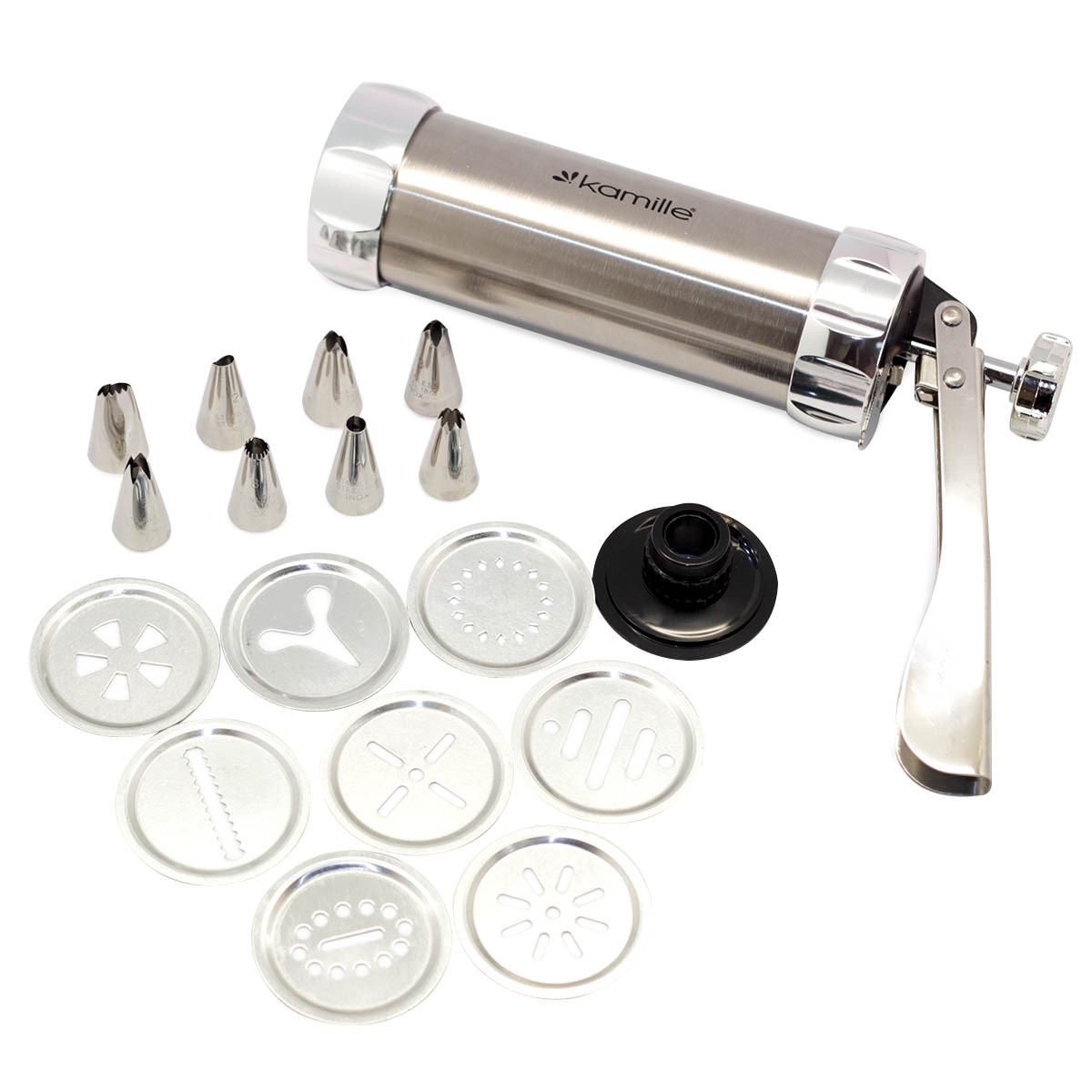 Шприц кондитерский для печенья Kamille из нержавеющей стали с насадками KM-6504, фото №7