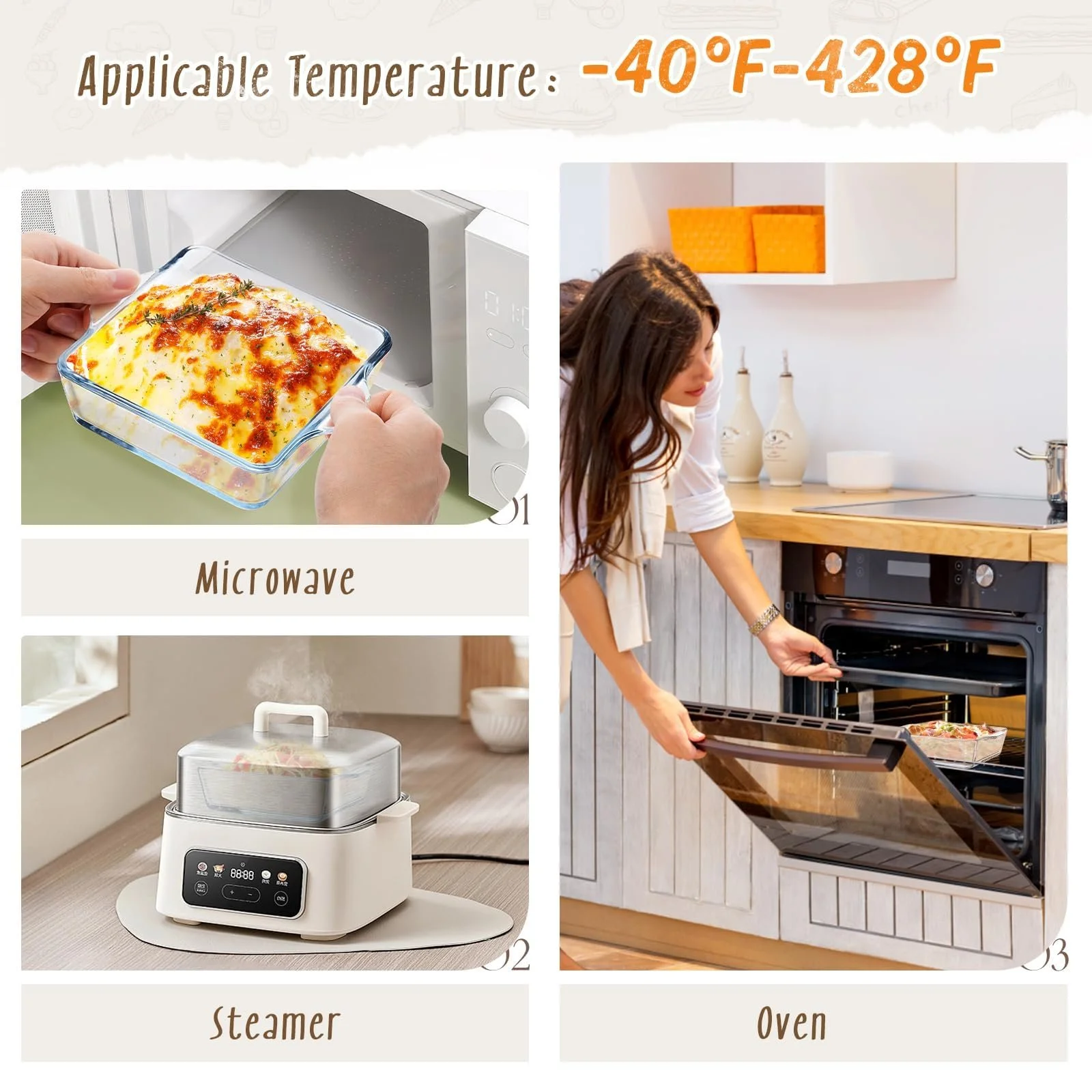 Формы для запекания стеклянные квадратные маленькие 4 шт. 12,7x12,7 см для духовки и микроволновой печи, фото №7