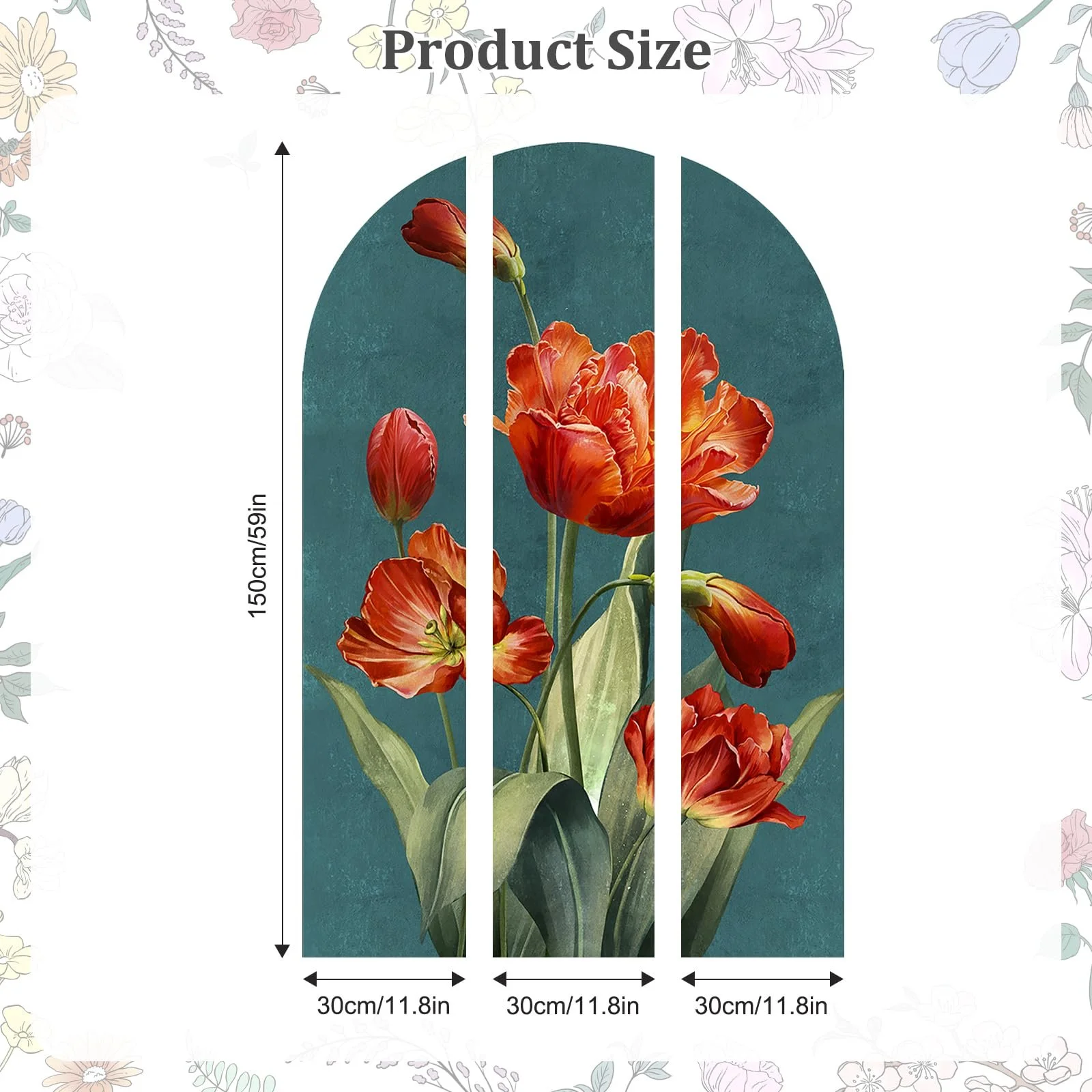 Наклейка на стіну Квіткова арка Синя 90 x 150 см, фото №5