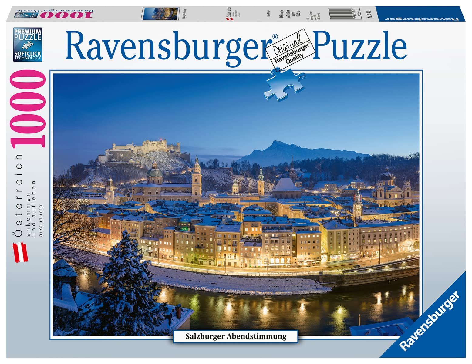 Пазл Ravensburger 89362-Salzburger Abendstimmung 1000 деталей Белый, фото №1