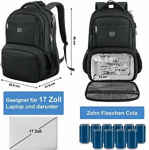 Рюкзак для ноутбука MATEIN 17" Cooling Compartment USB TSA Friendly Black synthetic.ua - Фото 1