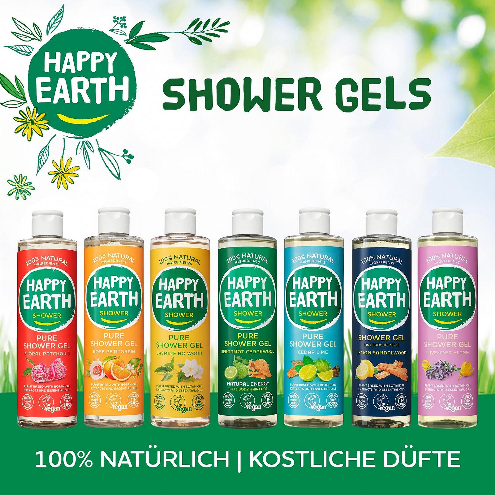 Гель для душа Happy Earth Floral Patchouli 100% натуральный веганский, 300 мл, фото №5