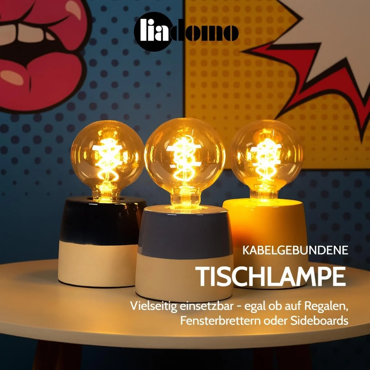 Настільна лампа Roy Industrial провідна декоративна з керамічною основою E27 Помаранчевий, фото №2