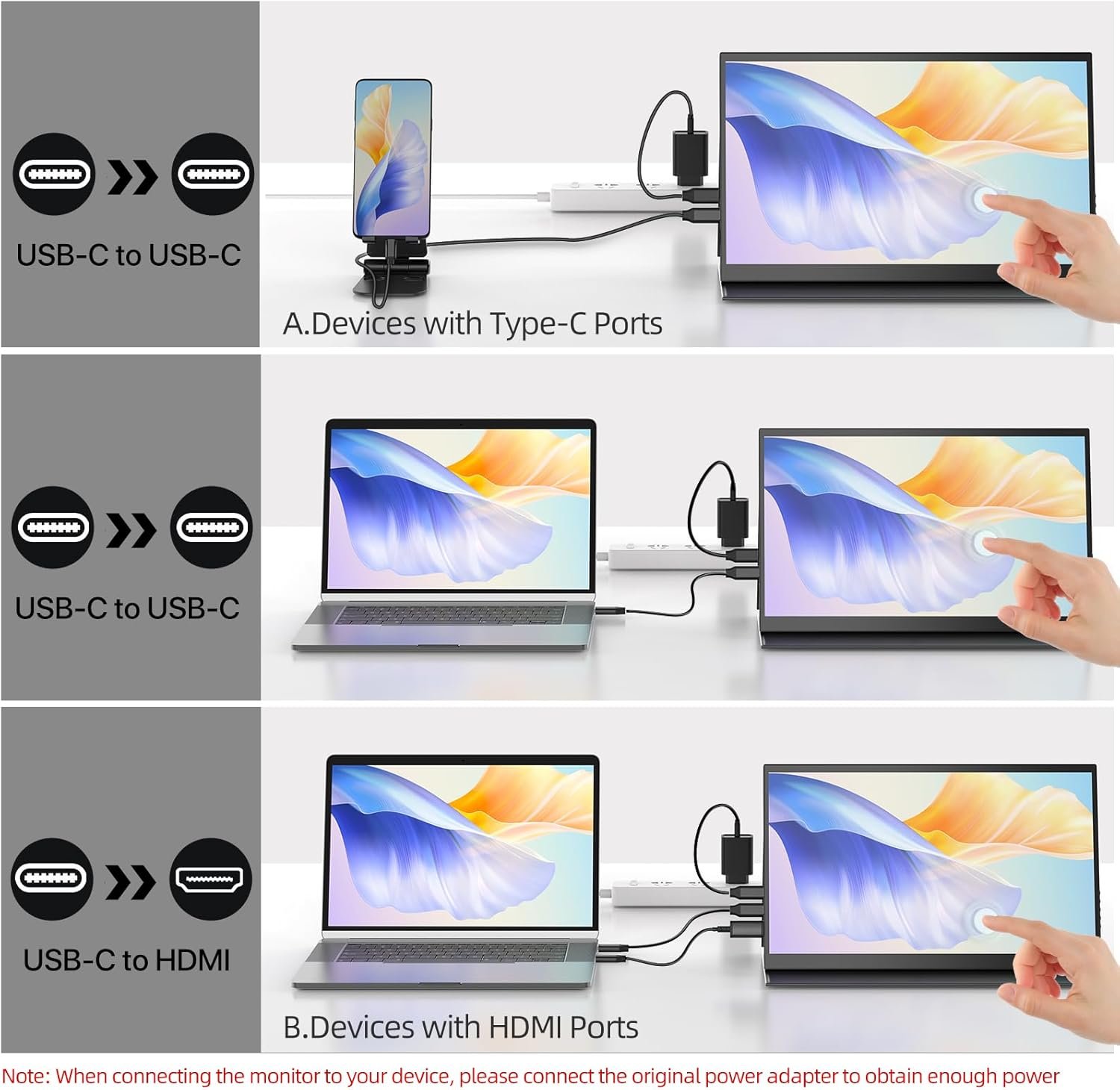 Монітор портативний сенсорний 14" UPERFECT Full HD IPS 60 Гц, фото №5
