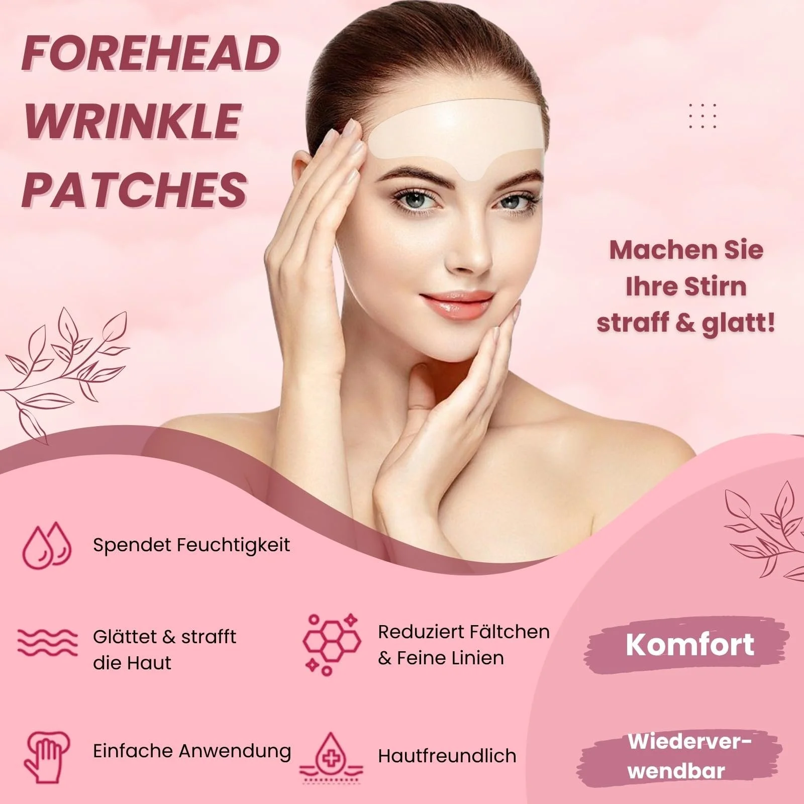 Пластирі проти зморшок Багаторазові Силіконові, 4 шт., Зволоження та Підтяжка Шкіри, фото №2