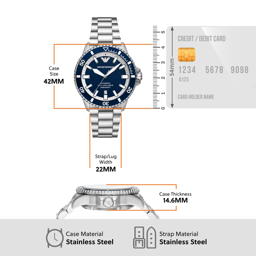 Мужские часы Emporio Armani, кварцевый механизм, размер корпуса 42 мм, корпус из нержавеющей стали, кожаный или силиконовый ремешок, фото №7 Мужские часы Emporio Armani, кварцевый механизм, размер корпуса 42 мм, корпус из нержавеющей стали, кожаный или силиконовый ремешок, фото №7