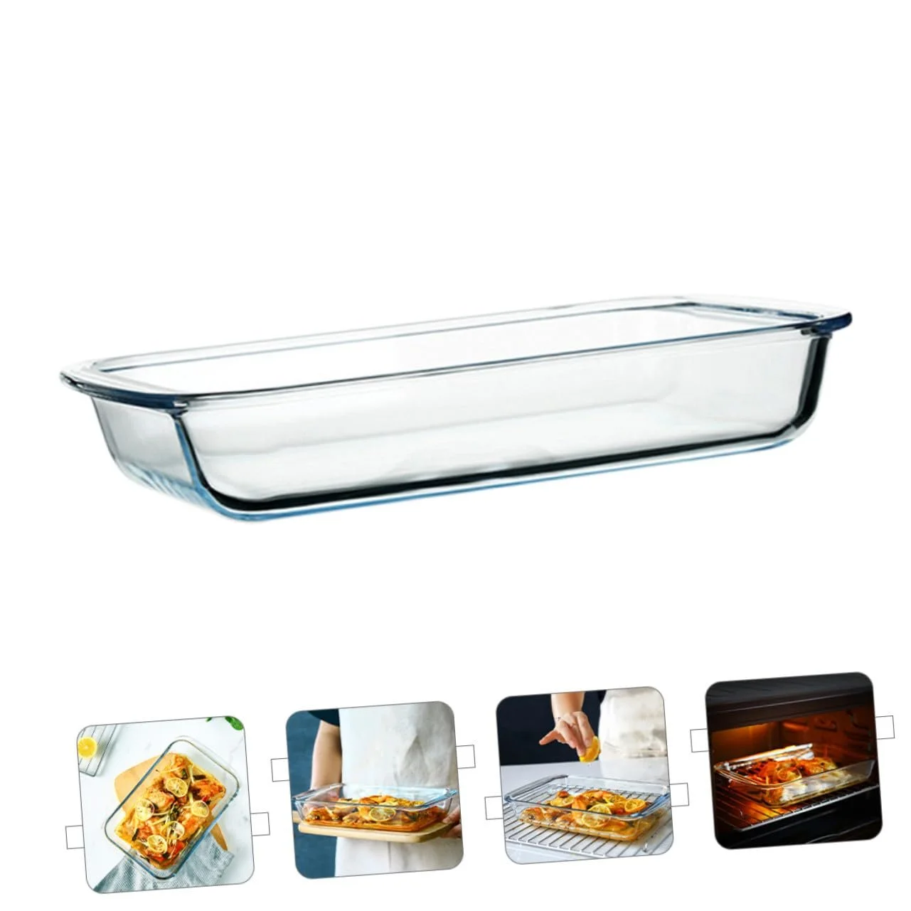 Форма для запекания стеклянная прямоугольная с ручками жаропрочная, фото №8