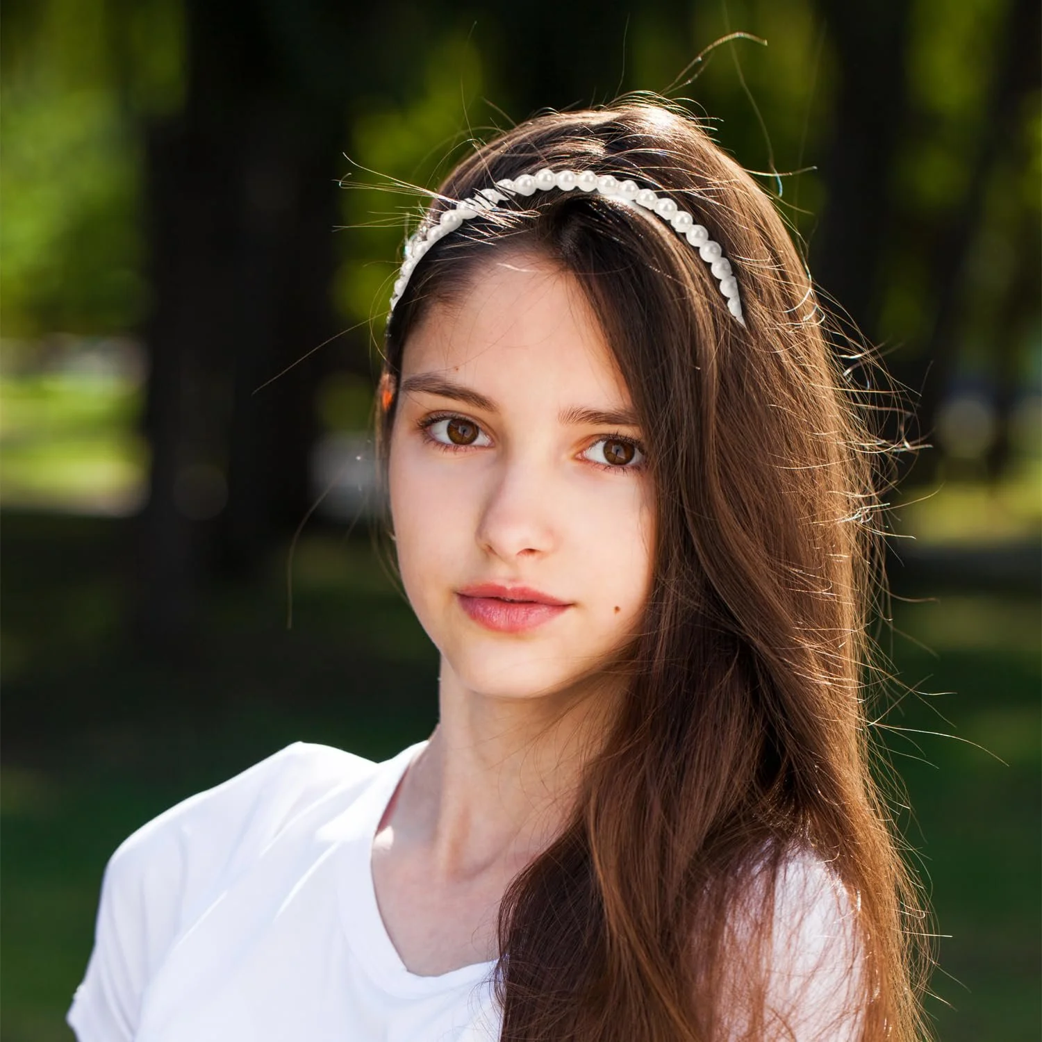 Набір з 5 обручів на голову з перлами та квітковим візерунком, фото №4