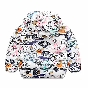 Легкая стеганая куртка MNSWR для мальчиков, мультяшный мишка с ушками на капюшоне, зимнее пальто с принтом - Фото 1