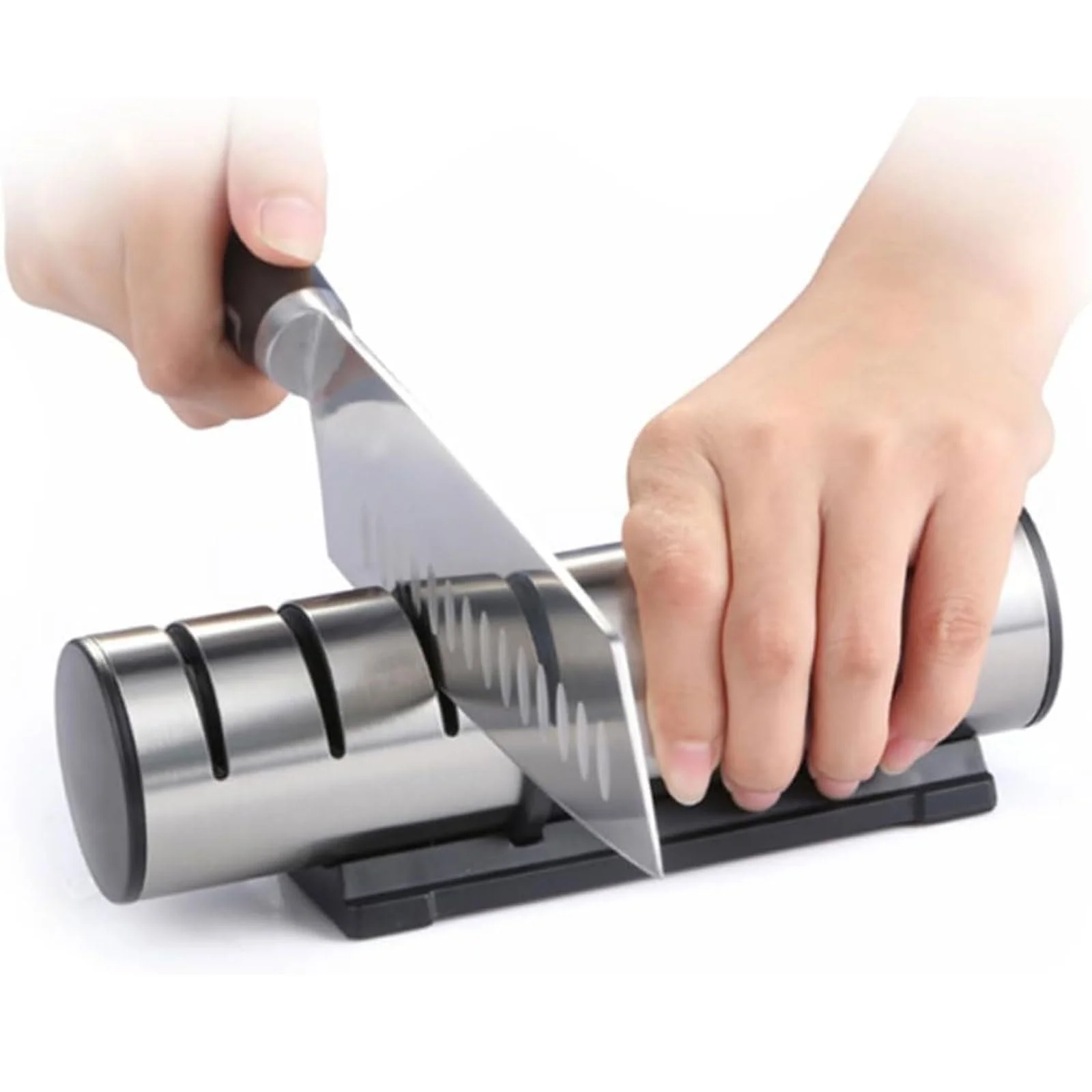 Точилка для ножів esmen 3-ступенева з нержавіючої сталі універсальна, фото №1