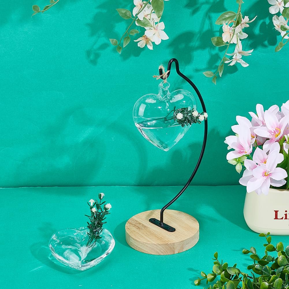 Набір підвісних скляних горщиків для гідропоніки у формі серця з джутовою мотузкою, 4 шт., Прозорий, фото №4 Набір підвісних скляних горщиків для гідропоніки у формі серця з джутовою мотузкою, 4 шт., Прозорий, фото №4