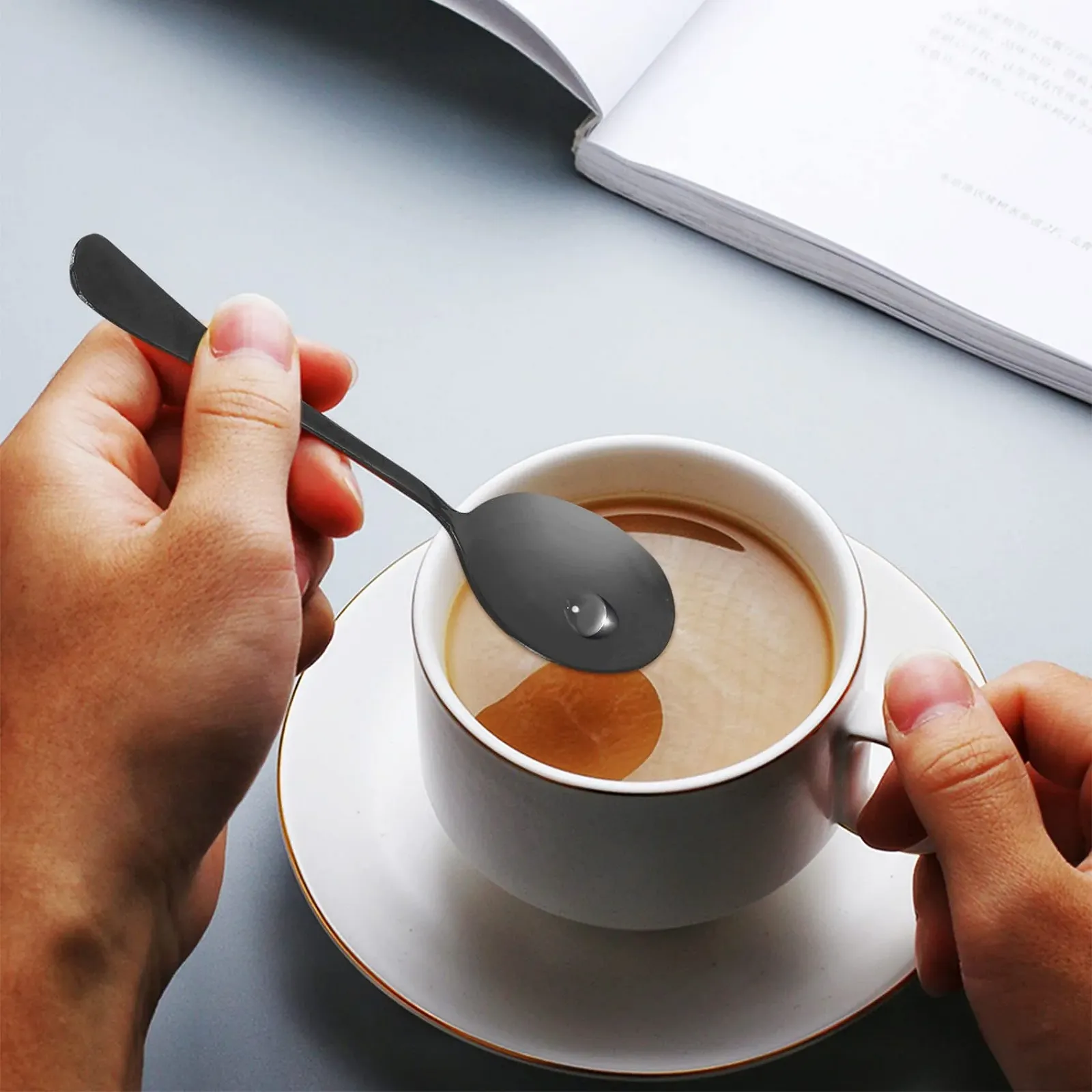 Набір з 6 міні-ложок з нержавіючої сталі для торта еспресо, фото №3